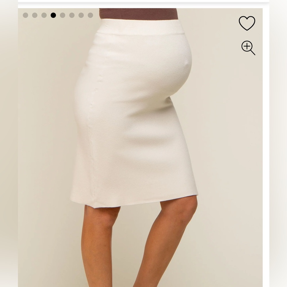 Pinkbkush Ivory Knit Fitted Maternity Skirt Sz M